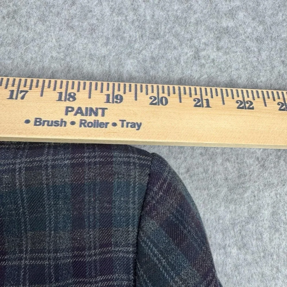 Perry Ellis Portfolio Blazer Mens 44R Gray Plaid Cotton Elbow Patch Sport Coat‎